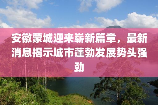 安徽蒙城迎来崭新篇章，最新消息揭示城市蓬勃发展势头强劲