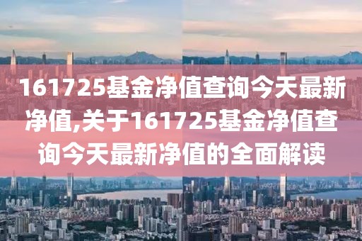 161725基金净值查询今天最新净值,关于161725基金净值查询今天最新净值的全面解读